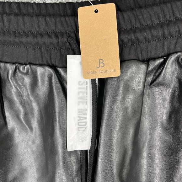 STEVE MADDEN PANTS WOMEN LARGE BLACK MARIA JOGGER FAUX-LEATHER HIGH-WAIST SKINNY - Picture 5 of 15